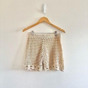 Renjo Crochet Cream Women's Shorts Large